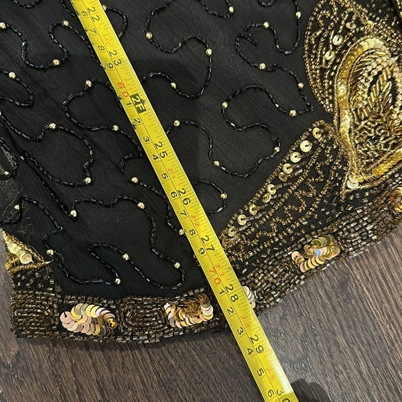 Vintage beaded black & gold top Large - Picture 7 of 7